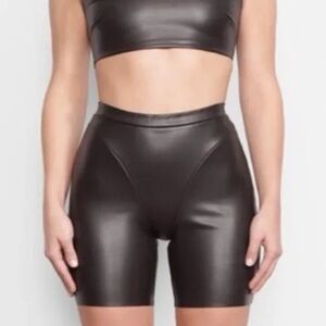 SKIMS Onyx Faux Leather Bike Shorts